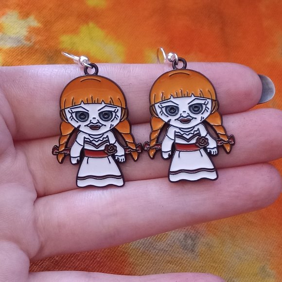 Handmade ANNABELLE DOLL Horror Earrings - Picture 6 of 6